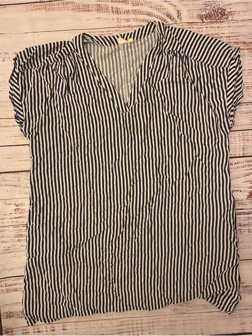 Zara Blue and White Vertical Stripe Shirt